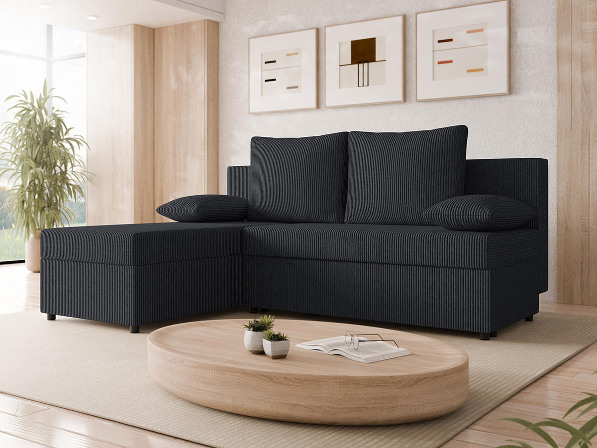 ECKSOFA Maxi - Schwarz, Holz/Kunststoff (197/145cm) - MIRJAN24