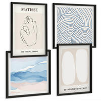BILDER SET 4er Set - 50x50 cm & 40x60 cm Schwarzer Rahmen - Matisses abstrakte Formen - Schwarz, Kunststoff (50/50cm) - TULUP