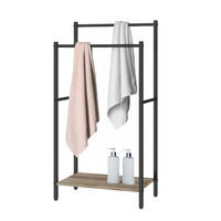 HANDTUCHSTÄNDER - Schwarz, Holzwerkstoff/Textil (42/81.5/24cm) - Relaxdays