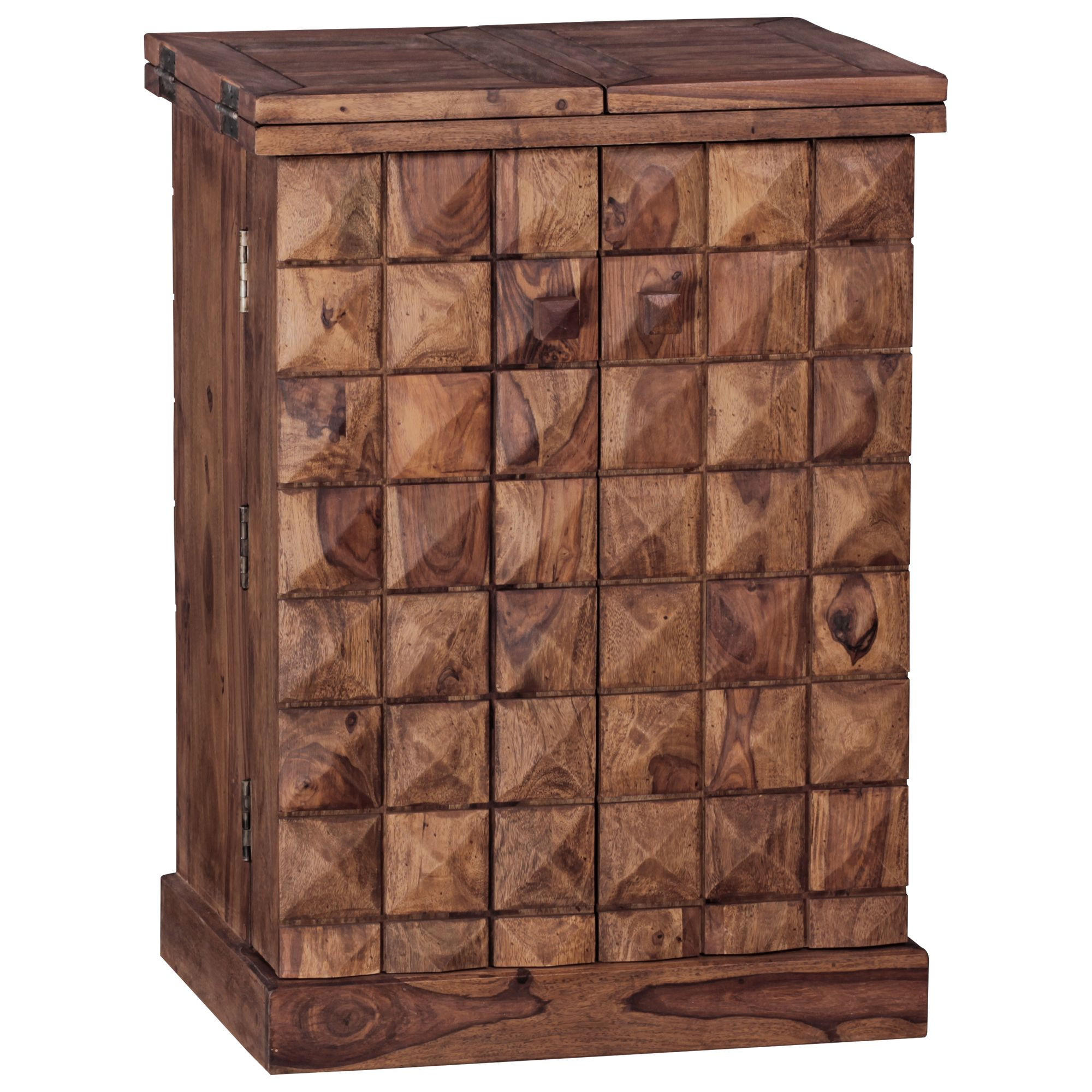 BARSCHRANK aus Massivholz mit Türen und integrierter Weinaufbewahrung SAAR, Braun 64x50x91 cm - Braun, Holz (64/91/50cm) - KADIMA DESIGN