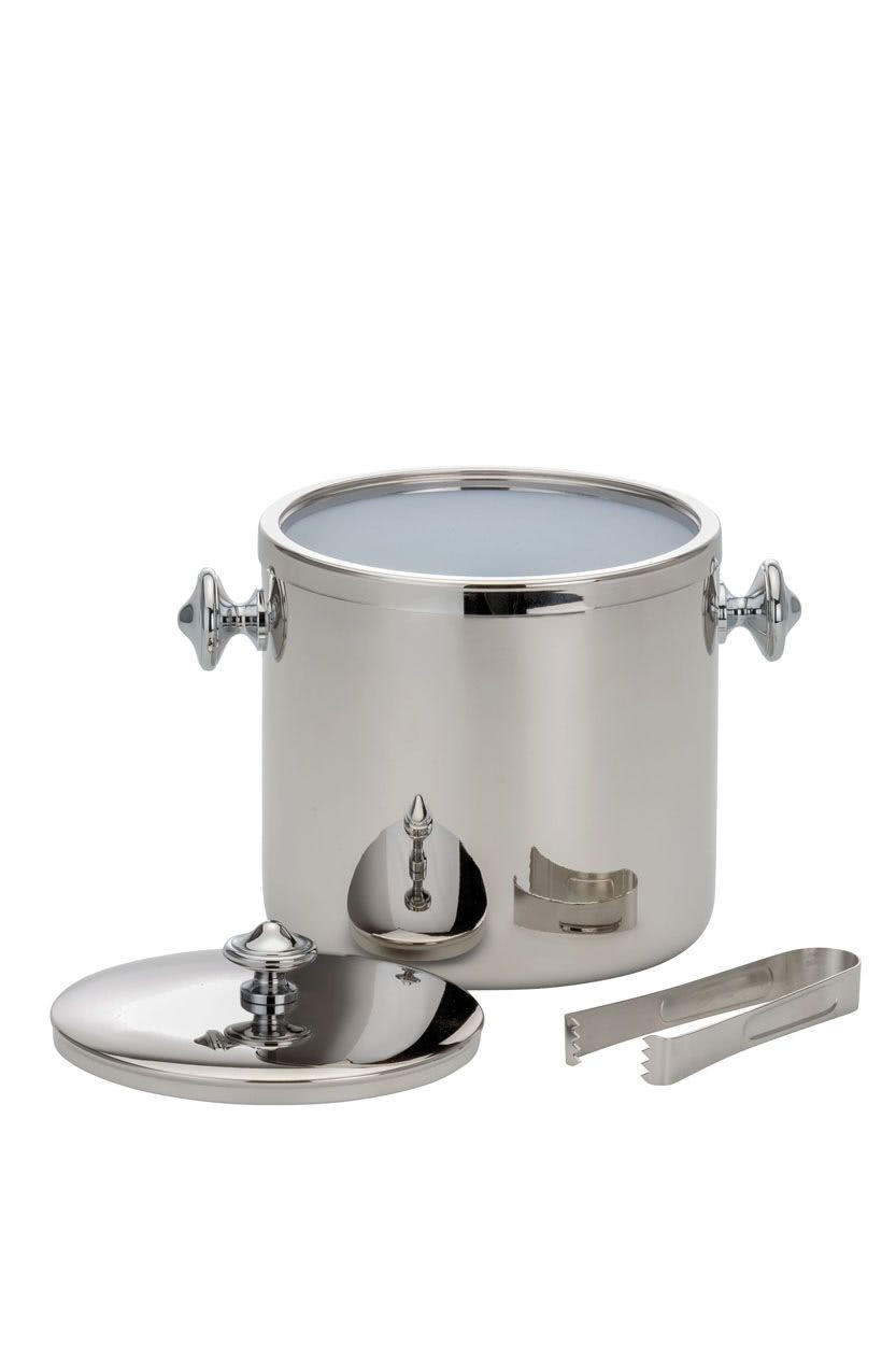 EISWÜRFELBEHÄLTER mit Zange Hochglanz poliert (H) 16,5 x (Ø) 15 cm - Silberfarben, Paraffin (15/16.5/16.5cm) - Hermann Bauer jun. Kollektion GmbH