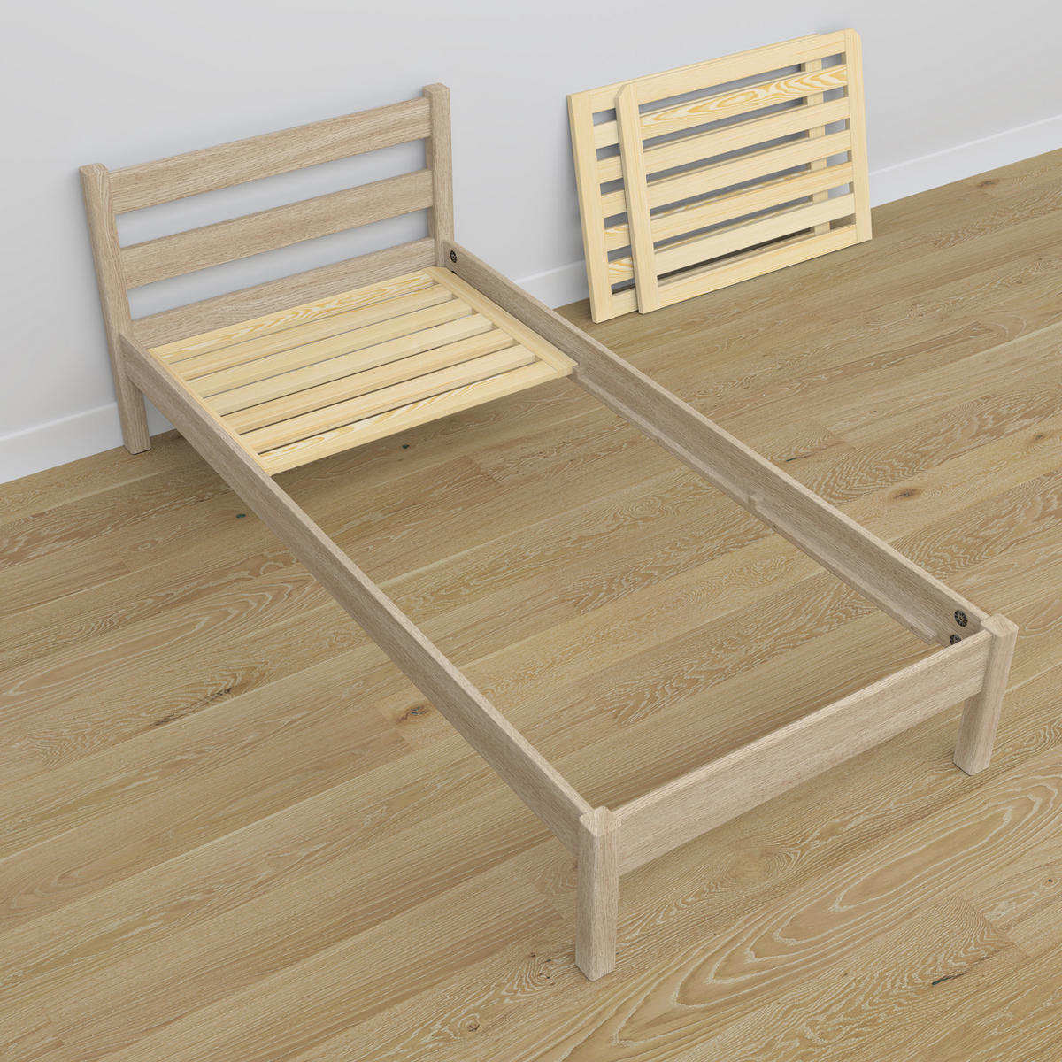 BETT N01 Sonoma Eiche 80/190 - Sonoma Eiche, Naturmaterialien/Holz (80/190cm) - N-Wood