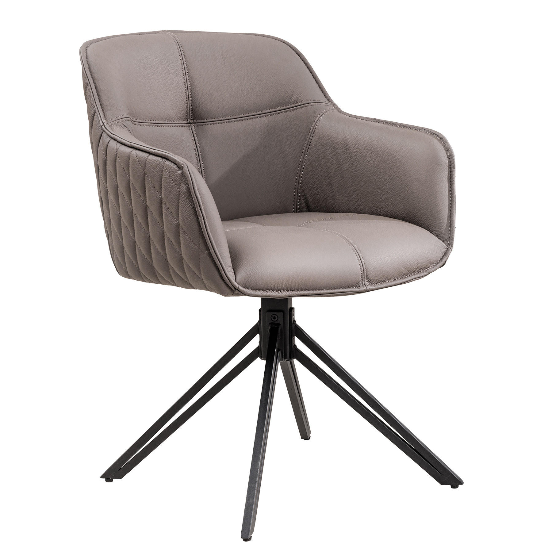 STUHL EUPHORIA Echtleder Taupe 80 cm - Taupe/Schwarz, Leder/Metall (58/82/60cm) - riess-ambiente