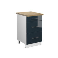 SCHUBLADENUNTERSCHRANK Fame-Line Dunkelblau Hochglanz 50 cm, AP Goldkraft - Weiß/Dunkelblau, Holzwerkstoff (50/82/60cm) - Vicco