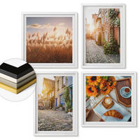 WANDBILDER 4er-Set - 50x50 cm & 40x60 cm Weißer Rahmen - Charmante Straßen mit Kaffee - Weiß, Kunststoff (50/50cm) - ArtPrintCave