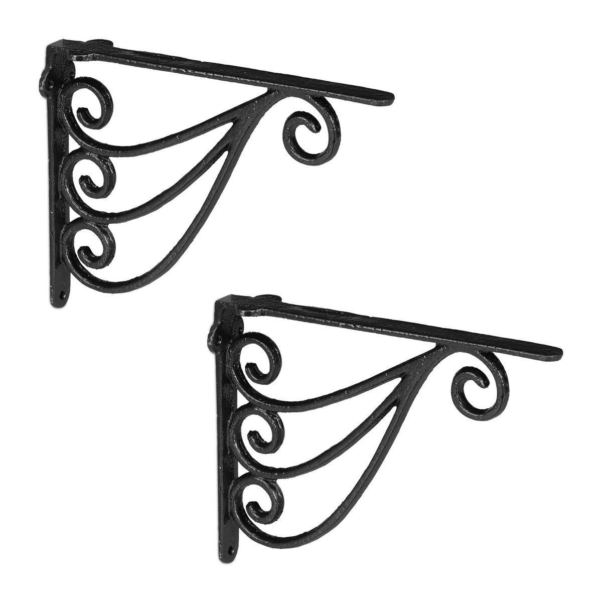 2XKONZOLY na regály - čierna, kov (4/23.5/18cm) - Relaxdays