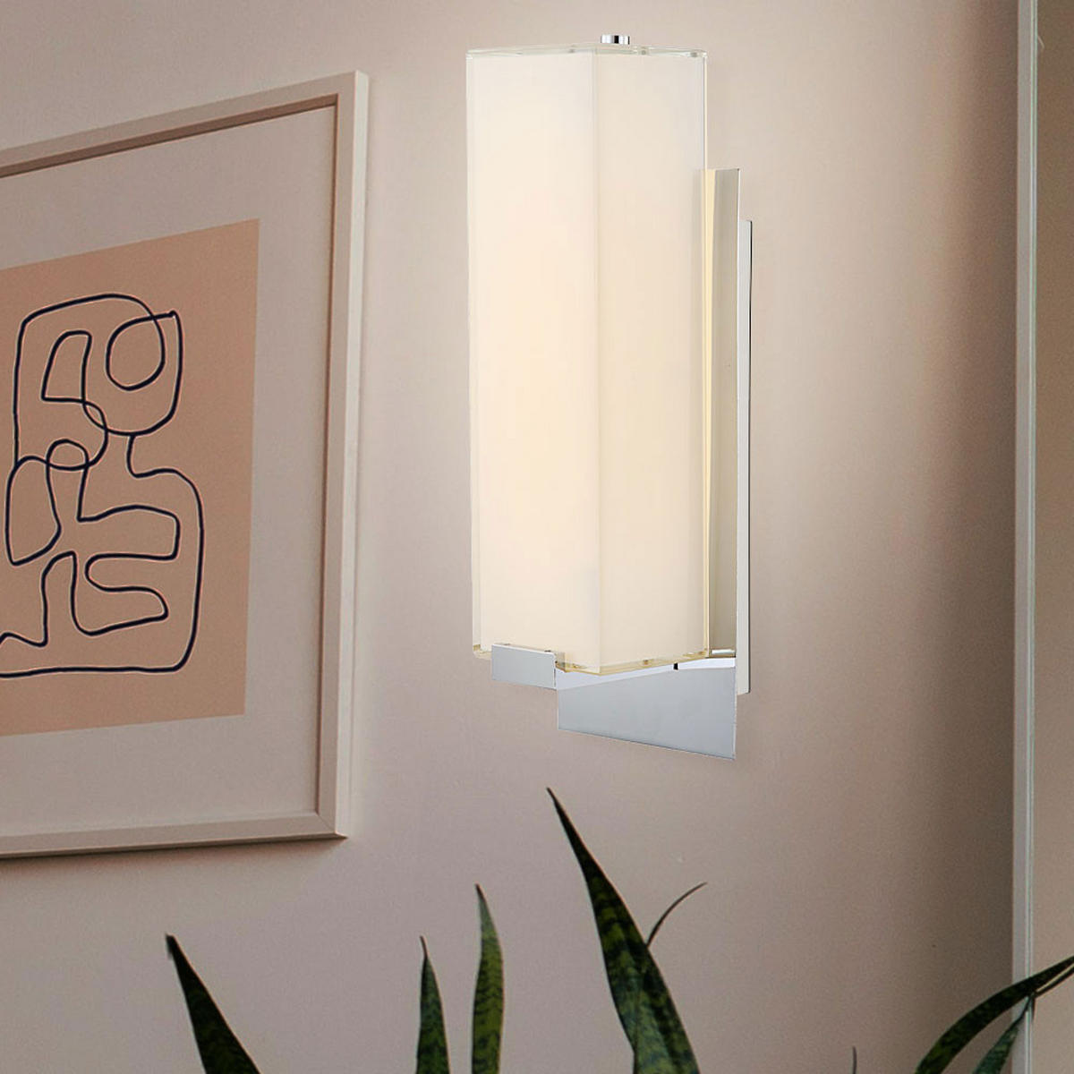 LED WANDLEUCHTE ABRUZZO Silber Glas satiniert - Silberfarben, Glas (11/29.5/29.5cm) - Globo Lighting