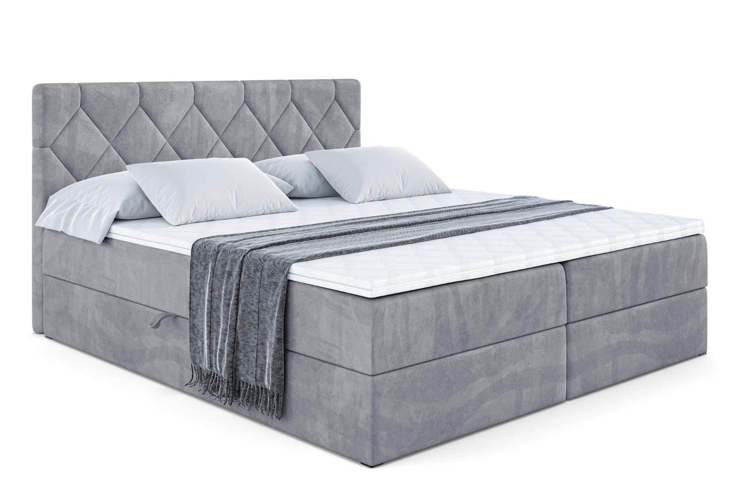 BOXBETT mit Matratze H3 und Lattenrost - CATOR - 160 x 200 Grau - Grau, Holzwerkstoff (160/200cm) - ALTDECOR