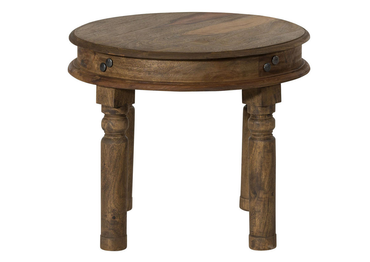 COUCHTISCH Sheesham rund Ø 60 cm grau geölt LEEDS #05 - Grau, Holzwerkstoff (60/60/46cm) - Massivmoebel24