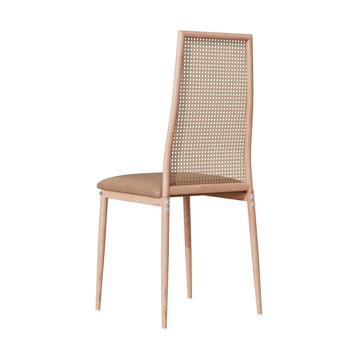KÜCHENSTÜHLE 2er-Set mit Rattanlehne, Kunstleder & schwarzen Beinen - Ecru, Holz (44/97.5/40cm)