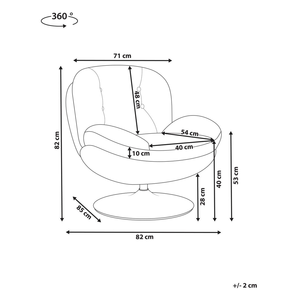 DREHSESSEL Dunkelbraun Nolvik - Dunkelbraun/Schwarz, Textil (82/82/85cm) - Beliani