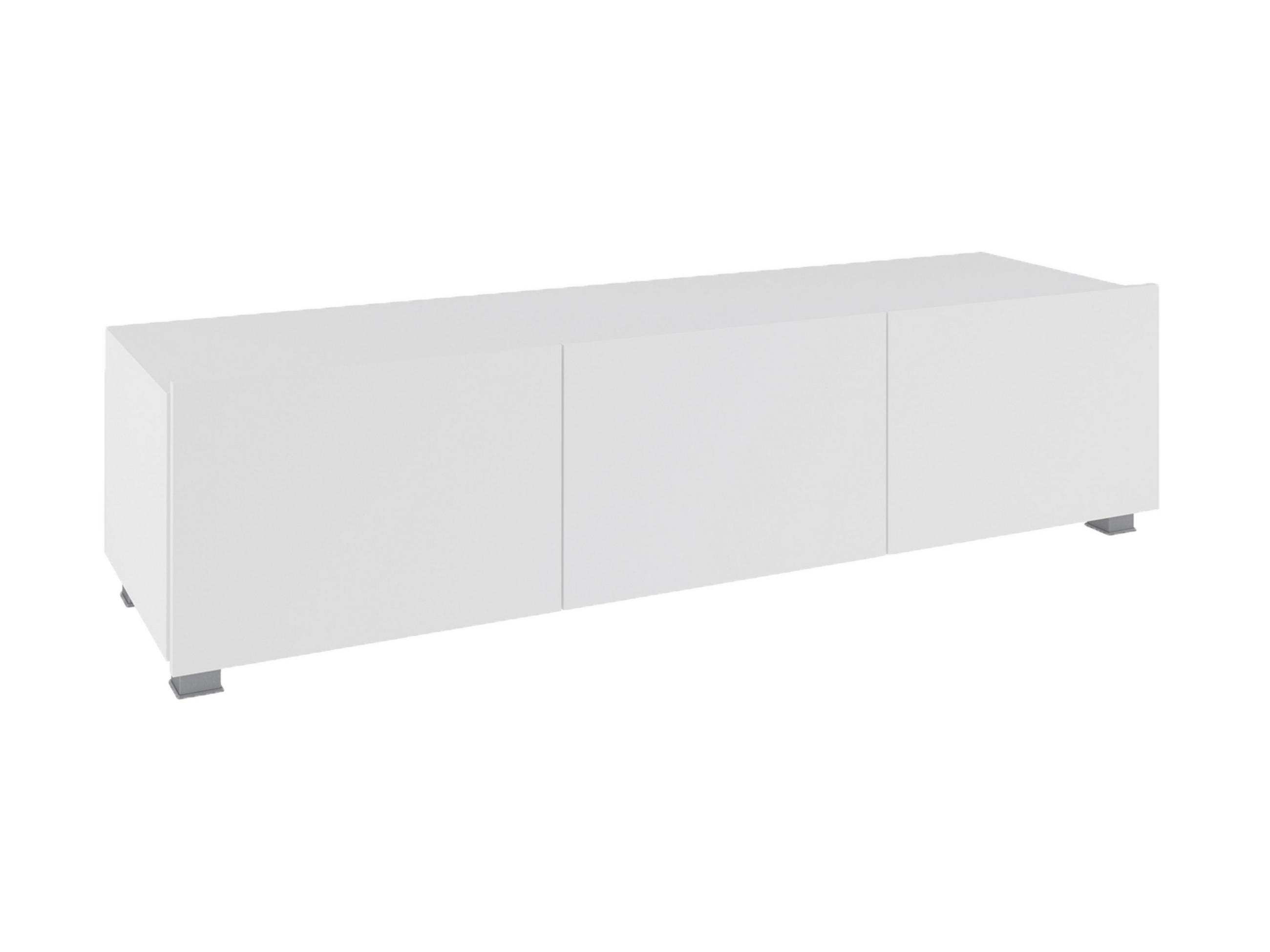 RTV-SCHRANK Bird Weiß, dreitüriger TV-tisch - Silberfarben/Weiß, Holzwerkstoff (150/37/43cm) - Bettso