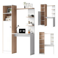 SCHREIBTISCH mit Aufbewahrung 123,5 x 45 x 168,5 cm Weiß/Natur - Weiß, Holz (123.5/45/168.5cm) - Meubliv