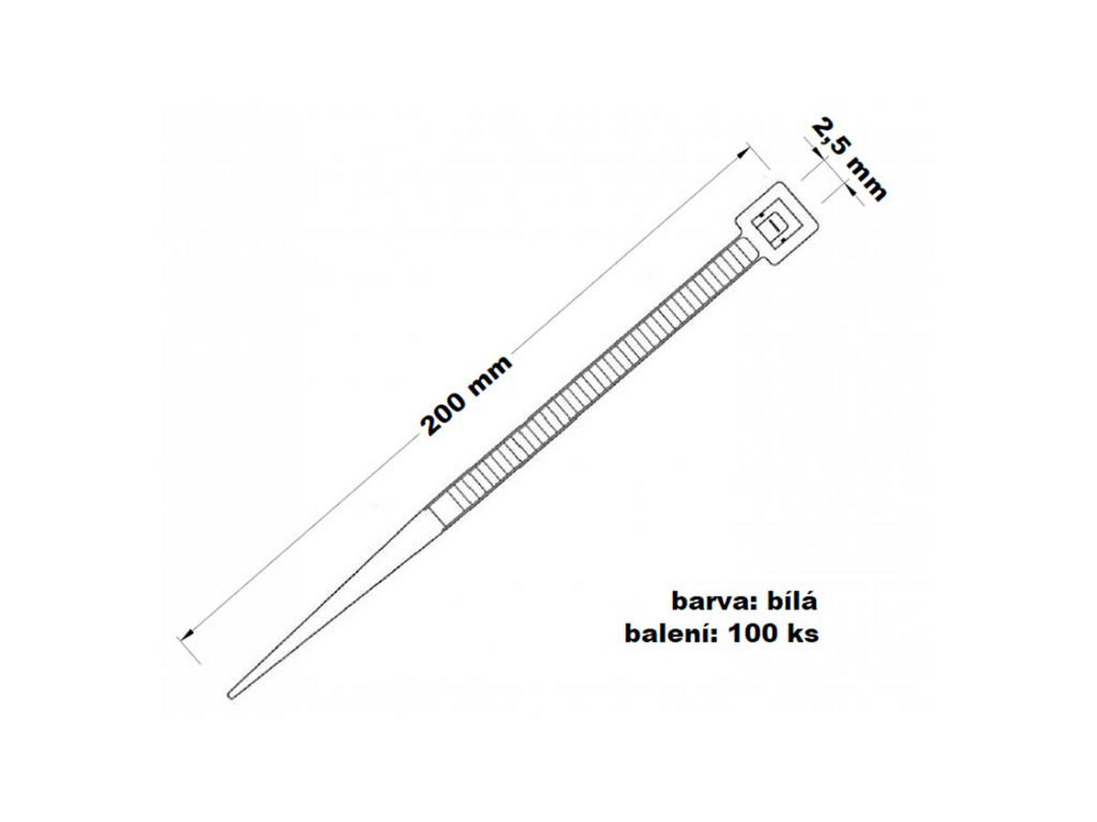 WEIHNACHTSKABELBINDER 100er-Set für Weihnachtsschmuck 2,5 × 200 mm weiß - Weiß, Kunststoff (0.25/0.1/20cm) - LAALU