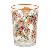 GLAS mit Blumenmuster Orange 510 ml 8,8/8,8/12 cm - Multicolor, Glas (0.51L) - Excellent Houseware