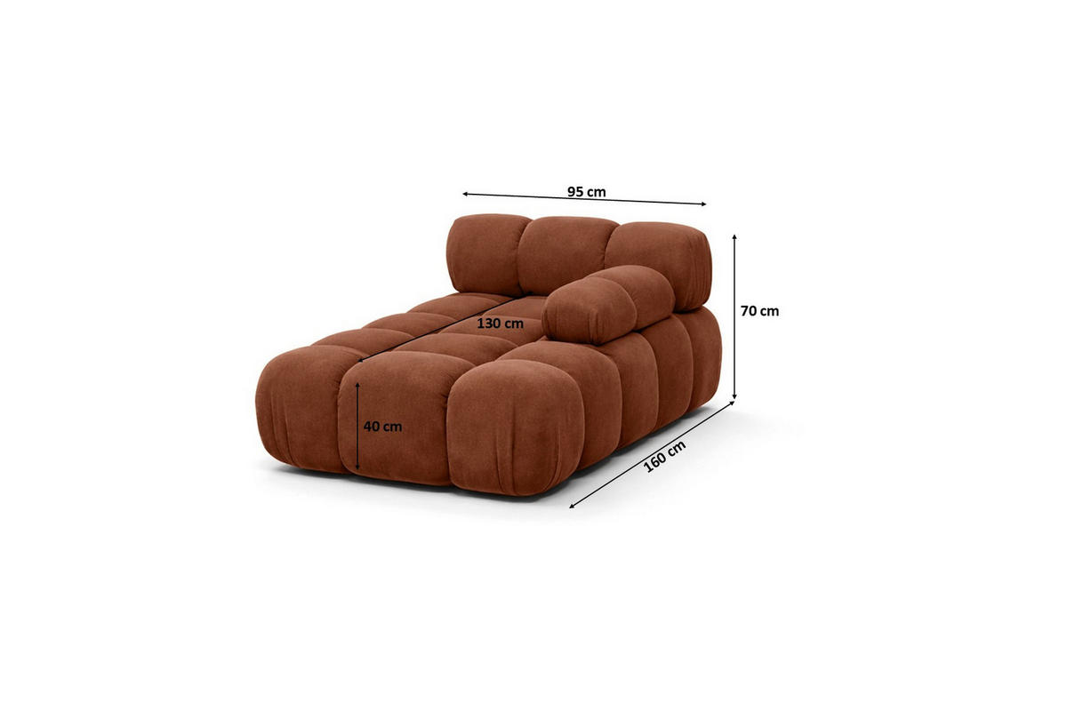 CHAISELONGUE Modular, Veloursstoff Salvador, Dunkelbraun, Rechts, Selia - Dunkelgrün/Dunkelbraun, Holz (95/70/160cm) - Kaiser Möbel