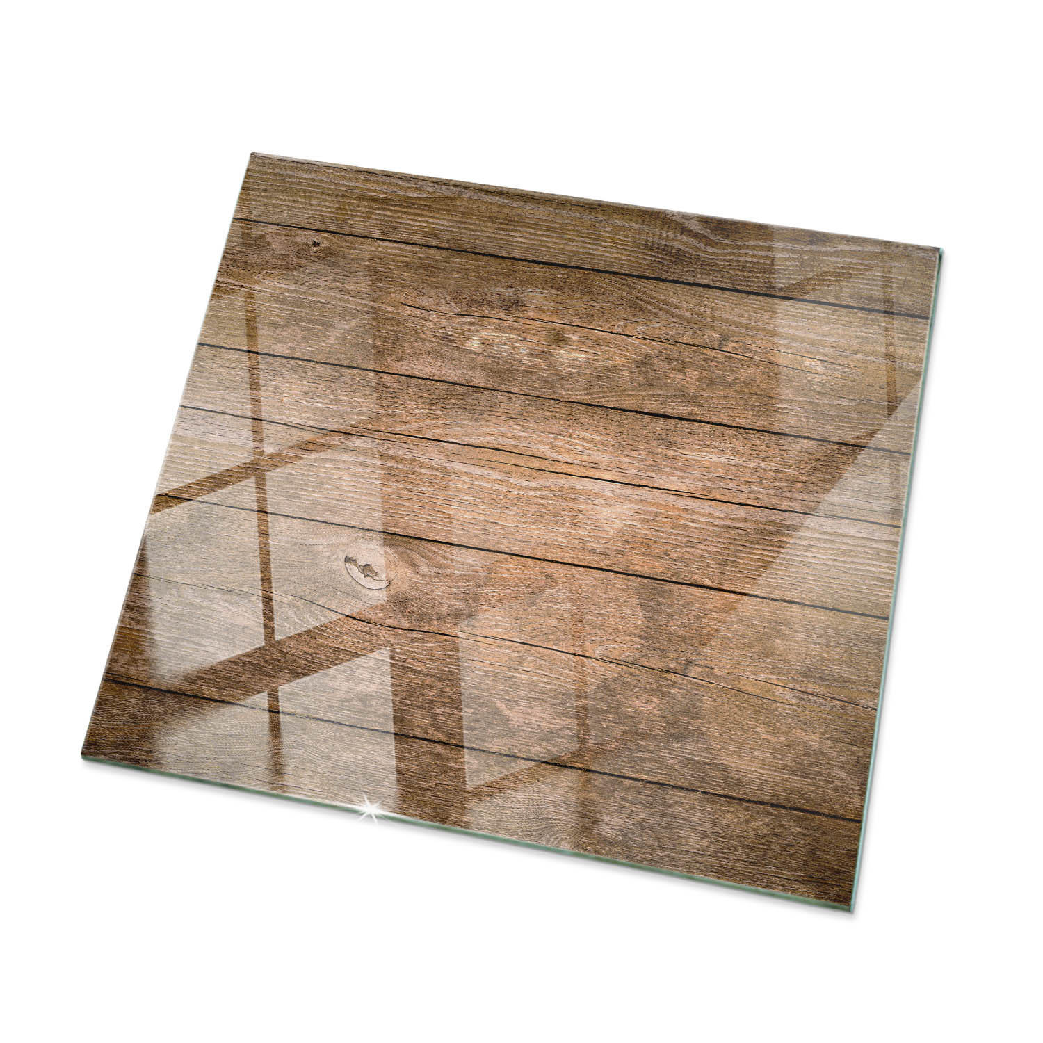 TISCHPLATTE 50x50 cm Holzstruktur Plattenoptik - Dunkelbraun/Braun, Glas (50/50/0.4cm) - TULUP