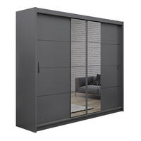 SCHWEBETÜRENSCHRANK KARTHUS 250/215/61 cm 3-türig mit Spiegel Graphitfarben - Graphitfarben, Holzwerkstoff (250/215/61cm) - MASSENO