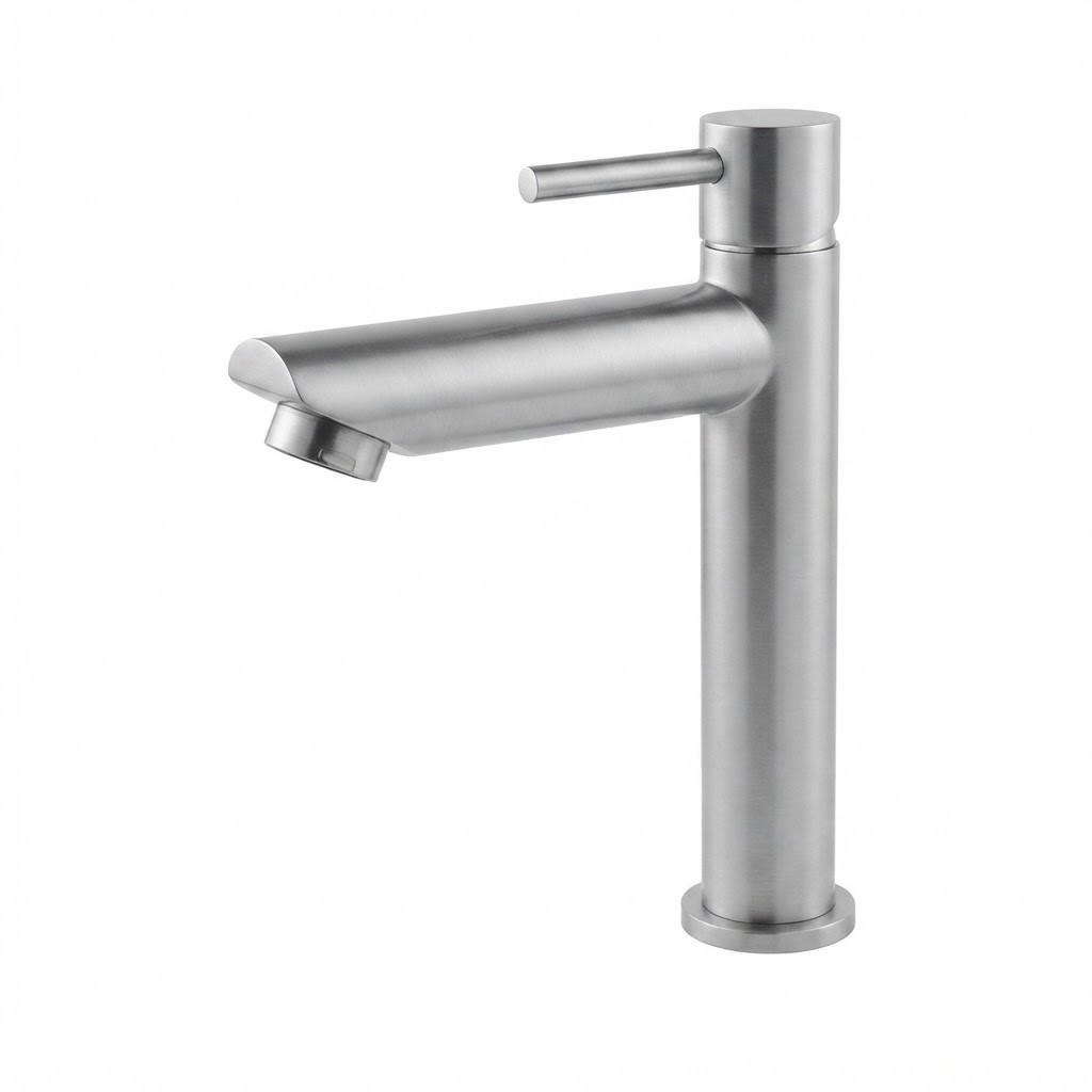 BADEZIMMERARMATUR mit 80 cm langem flexiblem Schlauch, 17.8 x 12.5 cm, silber. - Silberfarben, Metall (24/6/16cm) - Vallsero