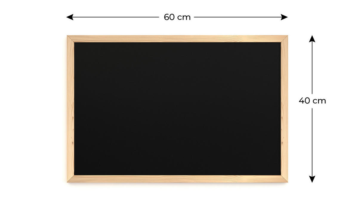SCHWARZE Kreidetafel 60x40 cm, ECO-Holzrahmen - Schwarz, Holz (60/40/2cm) - ALLboards