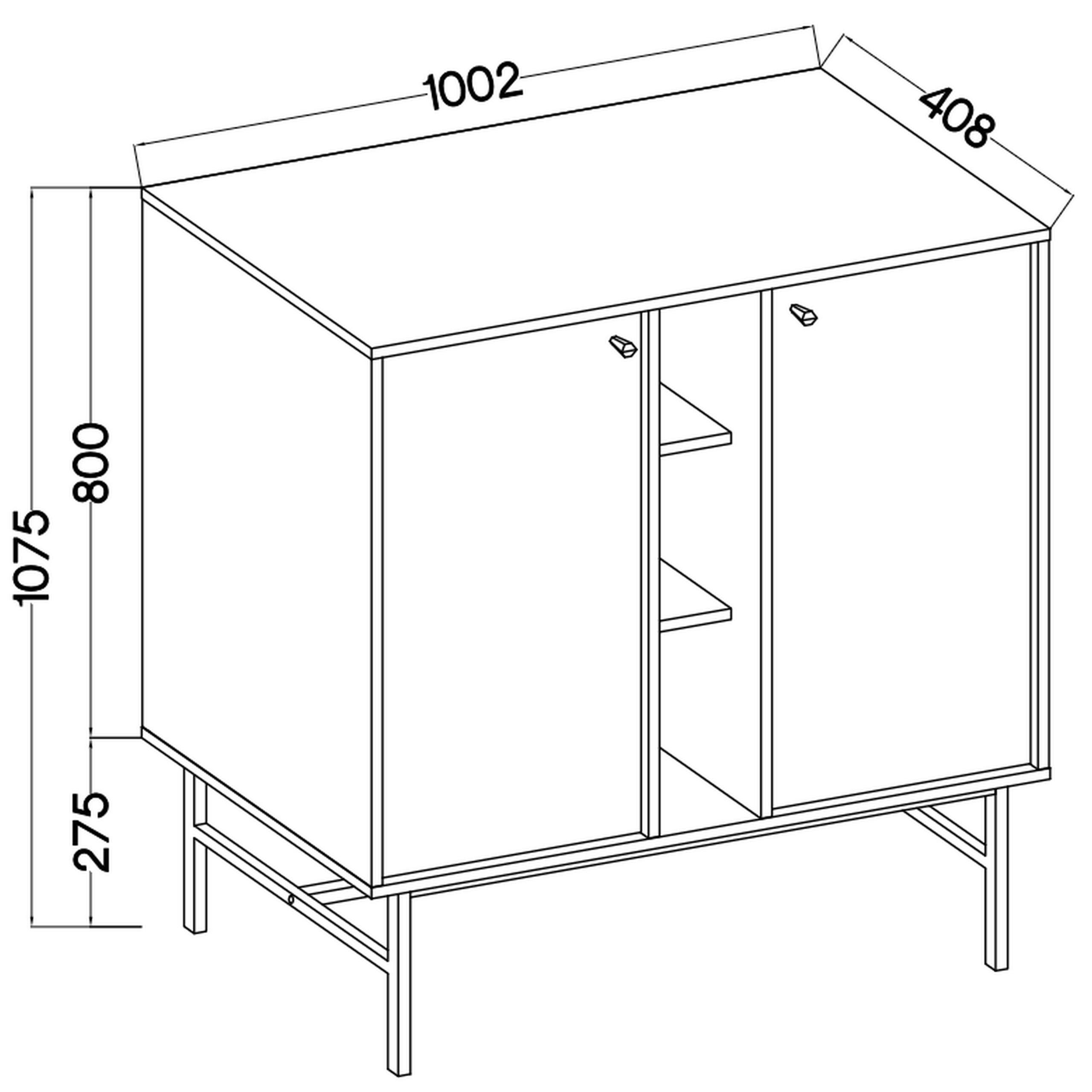 KOMMODE TORINO 100/108/41 cm mit 2 Türen Hellgrün - Hellgrün, Holzwerkstoff (100/108/41cm) - MASSENO