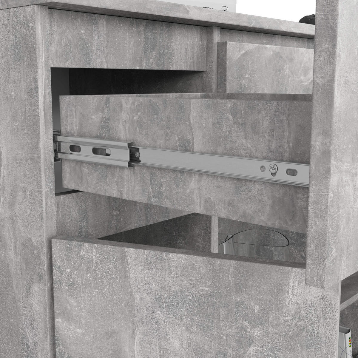 KOMMODE Steingrau 35x101x98 cm - Grau, Holzwerkstoff (101/98/35cm) - Akord