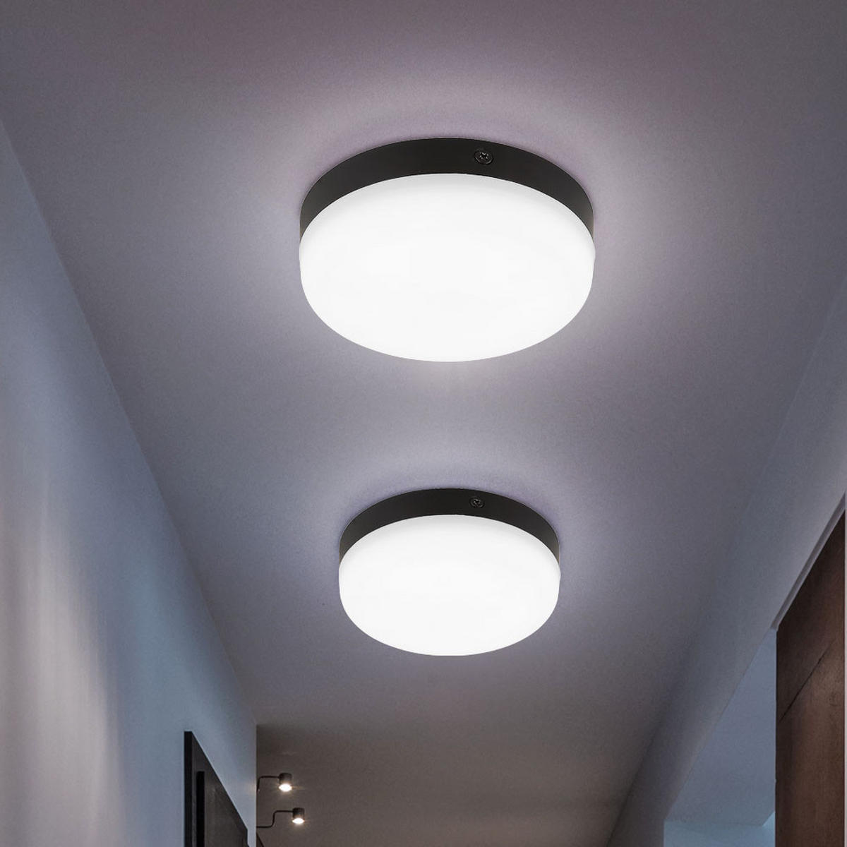 LED DECKENLEUCHTE Matthew Schwarz - Schwarz, Kunststoff (12/12/4.5cm) - Globo Lighting