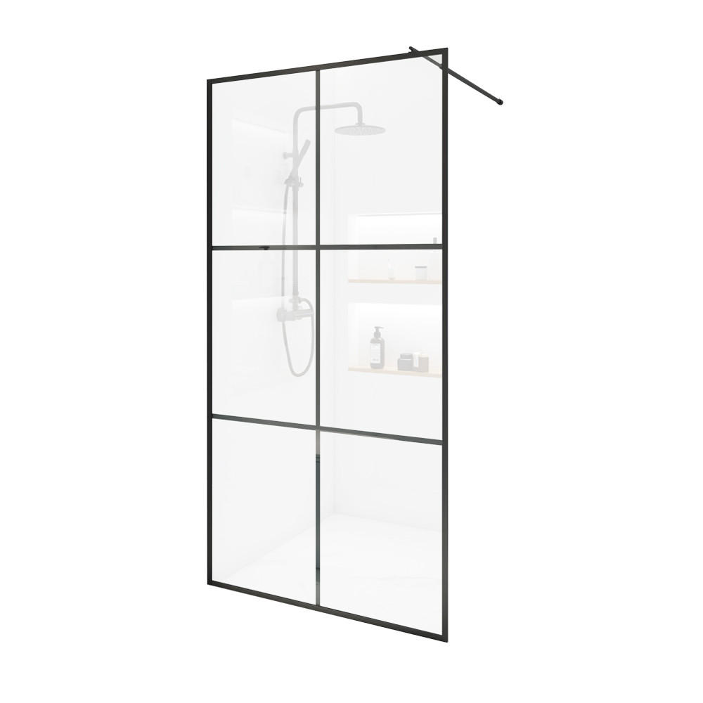 DUSCHABTRENNUNG BAKI - 160 x 200 xm - Schwarz, Glas/Metall (160/200cm) - Home Deluxe