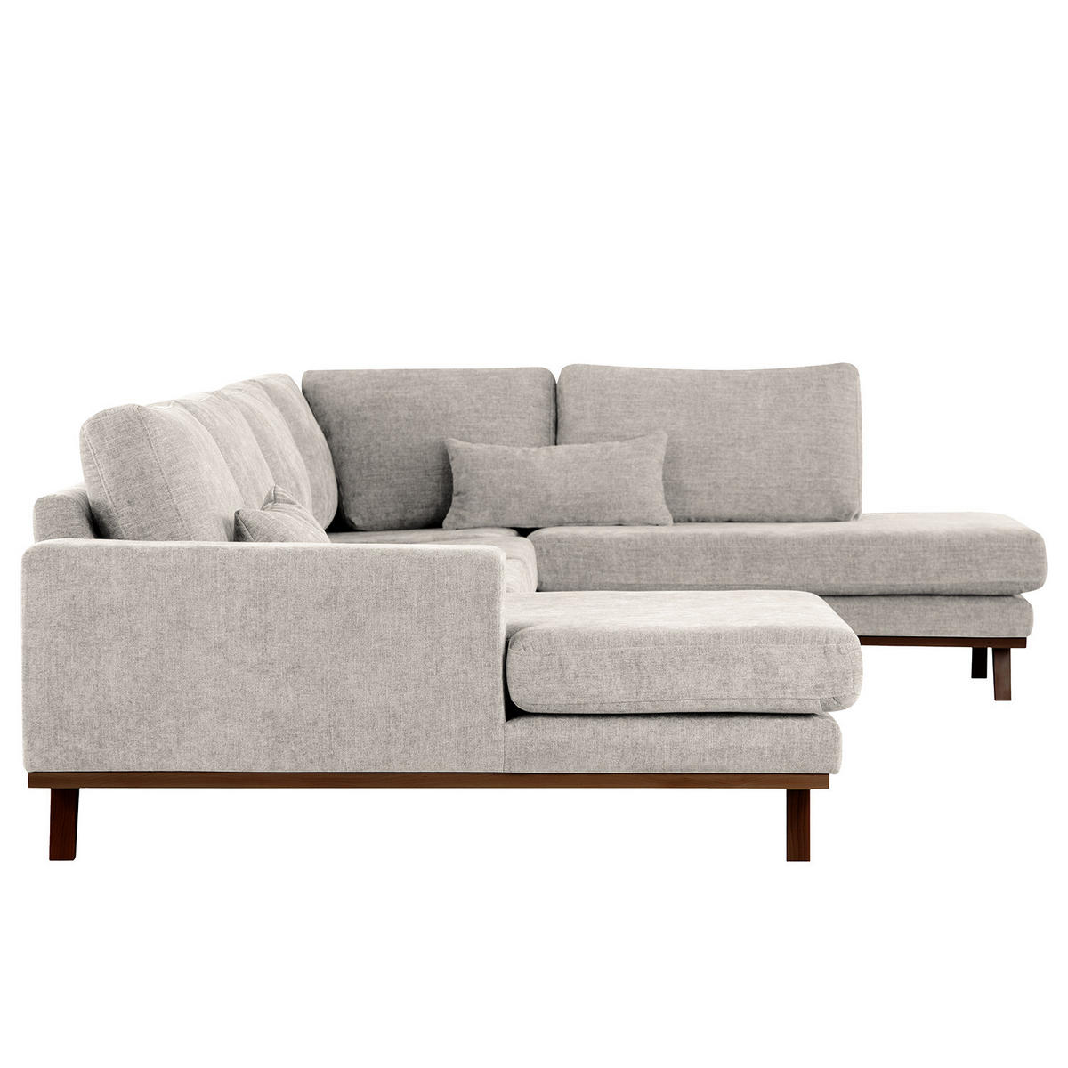 WOHNLANDSCHAFT mit Longchair - Buchefarben/Grau, Buchenholz/Textil (371/81/219cm) - home24