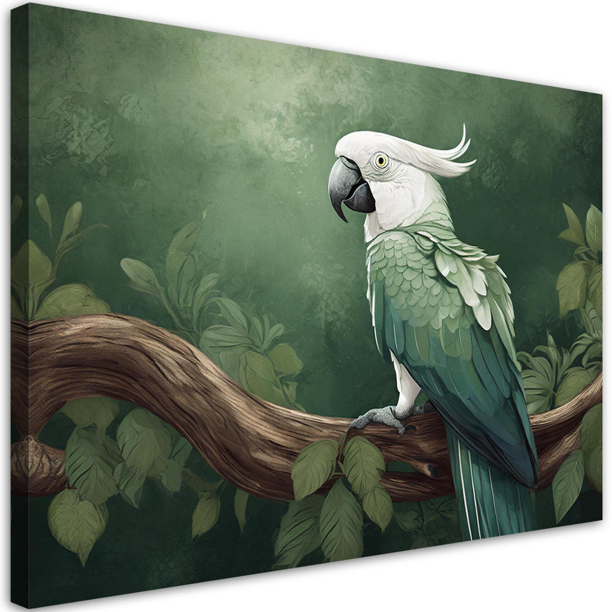 WANDBILD vogel tiere papagei - Grün, Textil (60/40cm) - Feeby