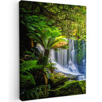 LEINWANDBILD Dschungel - Wasserfall - Australien - Pflanzen - Natur 30x40 cm - Dunkelgrün, Textil (30/40cm) - MuchoWow