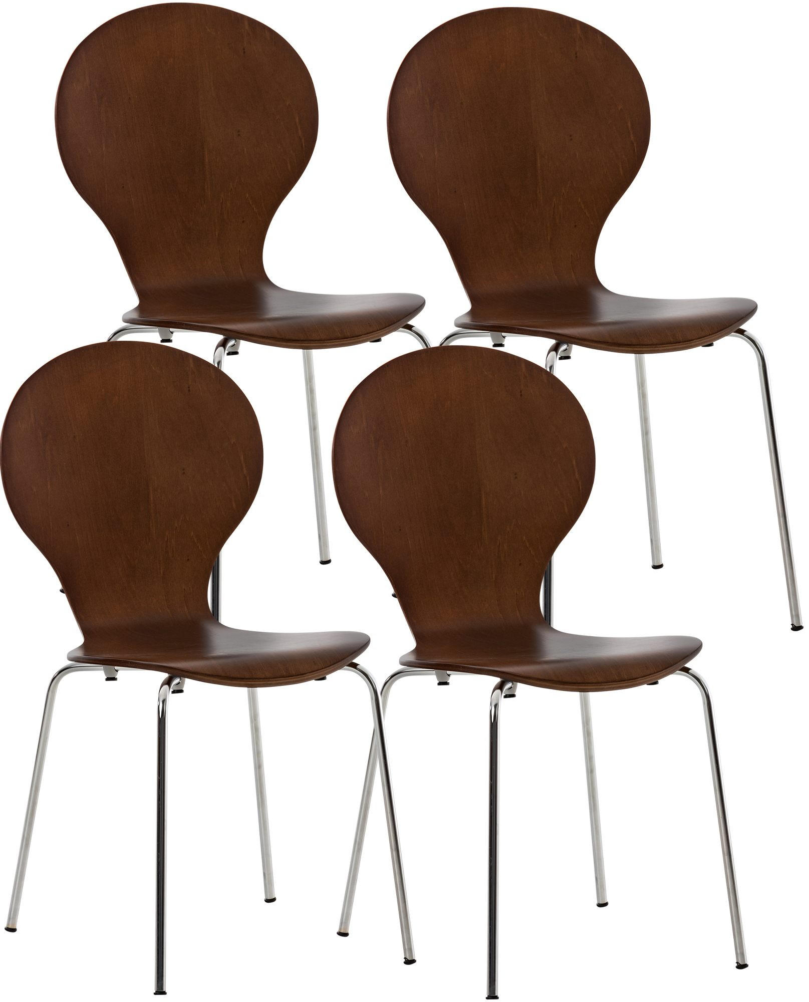 BESUCHERSTUHL 4er Set Athens Holz Braun Konferenzstuhl Bürostuhl - Braun, Holz (43/86/45cm) - DELUKE