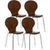 BESUCHERSTUHL 4er Set Holz Braun - Braun, Holz/Metall (43/86/45cm) - CLP