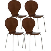 BESUCHERSTUHL 4er Set Athens Holz Braun Konferenzstuhl Bürostuhl - Braun, Holz (43/86/45cm) - DELUKE