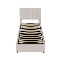 POLSTERBETT 90x200 cm mit Schublade, Leinen, Beige - Beige, Holz (90/200cm)