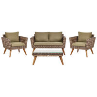 4-SITZER LOUNGE PE Rattan Olivgrün Vittoria - Hellbraun/Naturfarben, Kunststoff (70/70/135cm) - Beliani