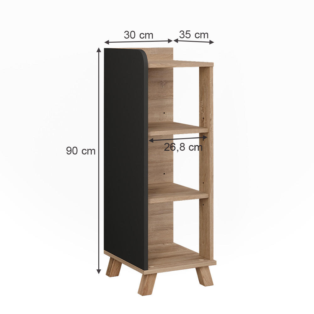 MIDISCHRANK Karen Sonoma/Anthrazit 30 x 90 cm mit 4 Ablagen - Anthrazit/Sonoma Eiche, Holzwerkstoff (30/90/35cm) - Vicco