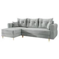 ECKSOFA Zako L - Hellgrau/Naturfarben, Holz/Textil (238/138cm) - MIRJAN24
