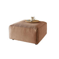 POLSTERHOCKER RANI Braun Cord - Schwarz/Braun, Kunststoff/Textil (80/42/80cm) - KAWOLA
