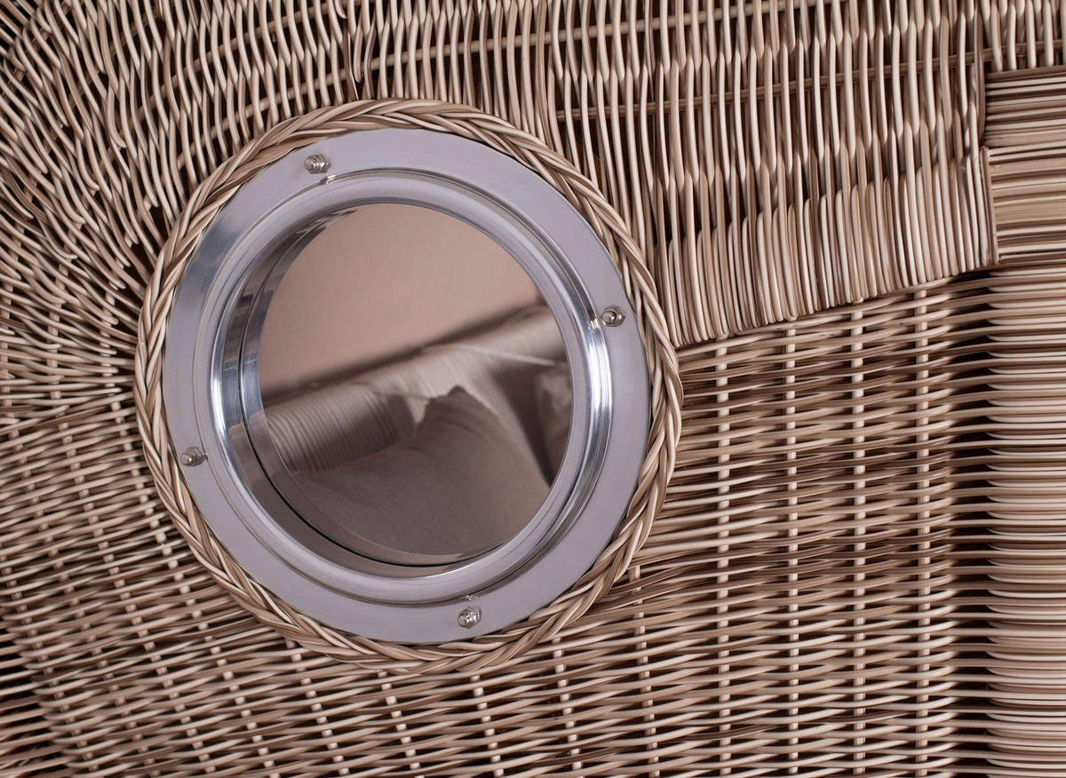 STRANDKORB XXL Düne Grande Teak PE Shell - Taupe/Braun, Metall (142/170/95cm) - Mr. Deko