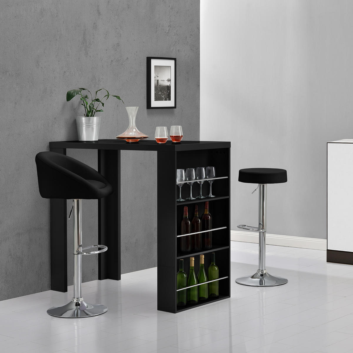 BARTISCH Bonn - Schwarz, Holzwerkstoff (57/117/106cm) - [en.casa]