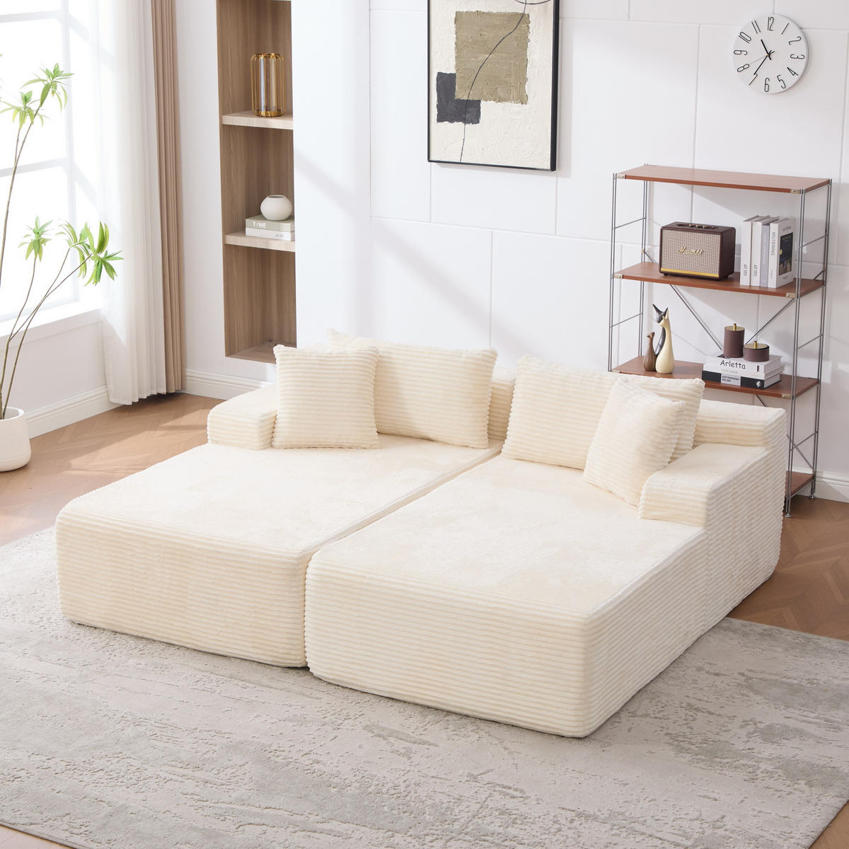 SOFAELEMENT 200/174/74.5 cm Beige mit 30D hochelastischem Schaumstoff und rutschfestem Boden - Beige, Textil (174/74.5/200cm) - Oxeza