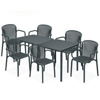 GARTEN ESSGRUPPE FICCARI, Gartenmöbel-Set 8-tlg, Anthrazit - Anthrazit, Kunststoff - KONSIMO®