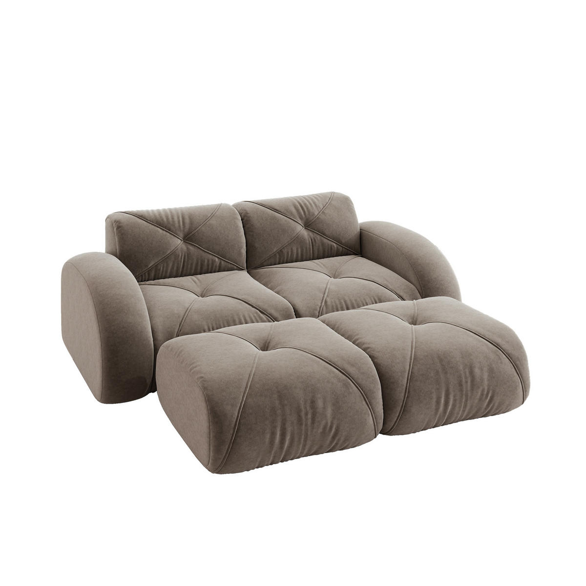 SOFA rahmenlos 2-Sitzer Chenille Brown - Braun, Kunststoff (171/76/204.1cm) - Meubliv