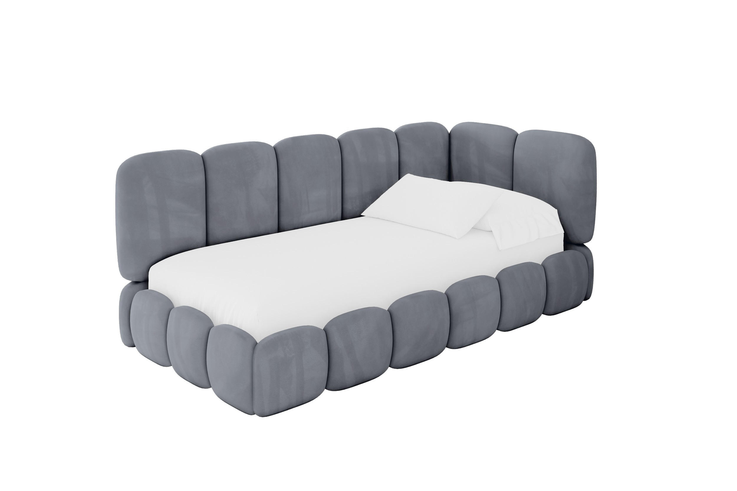 EINZELLBETT Jugendbett mit Bettkasten und Matratze H3/H4, Links - AVRY 100x200 Grau - Grau, Holzwerkstoff/Textil (100/200cm) - ALTDECOR