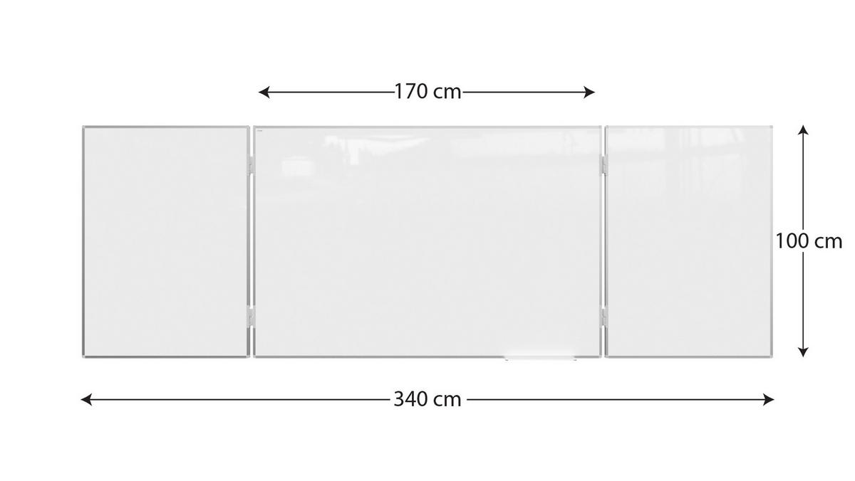 WHITEBOARD Magnetisch Klapptafel 5-flächig 100x170//340cm - Weiß, Metall (100/90/1.3cm) - ALLboards