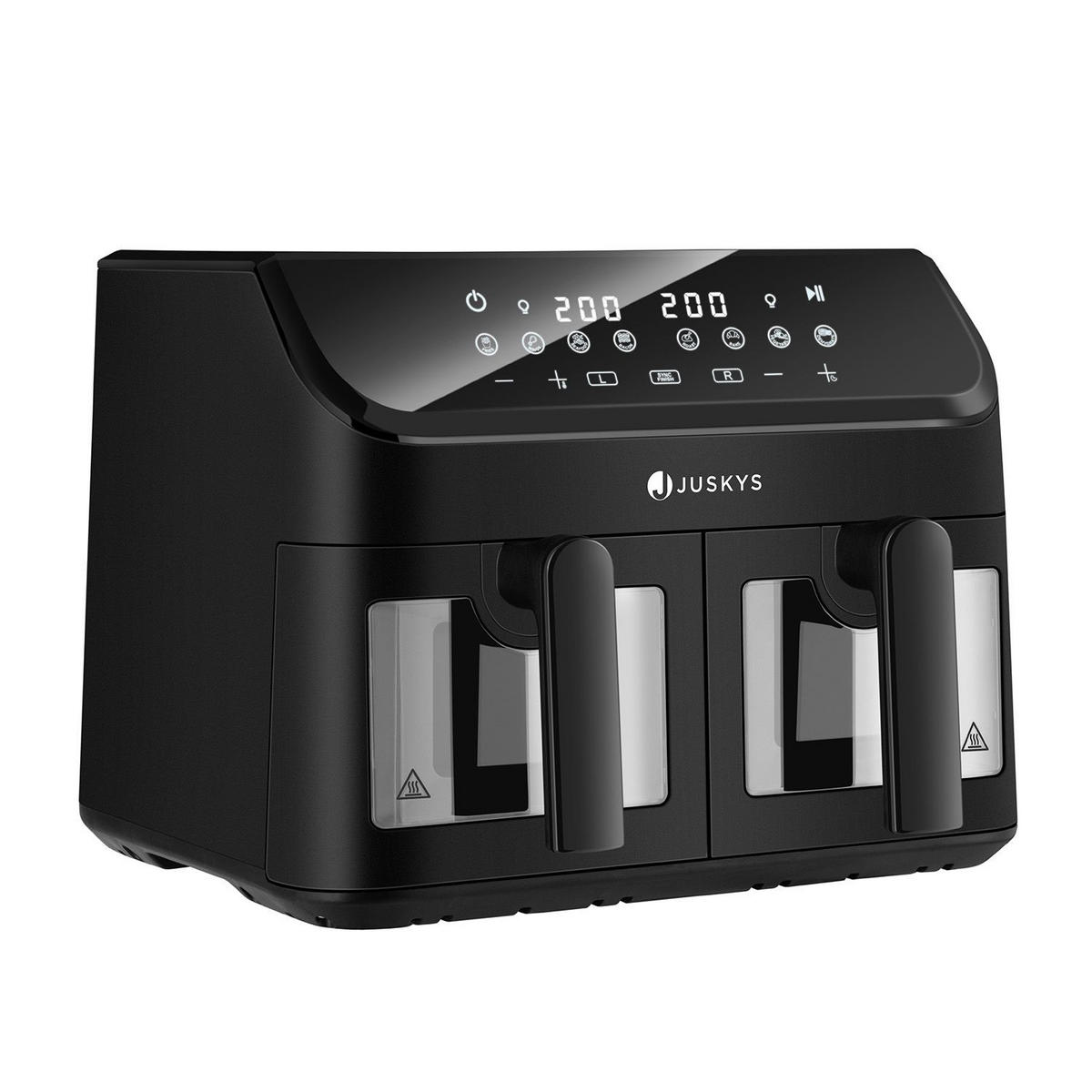 HEISSLUFTFRITTEUSE 9 L mit 2 Zonen - Schwarz, Kunststoff (41/39/30cm) - Juskys