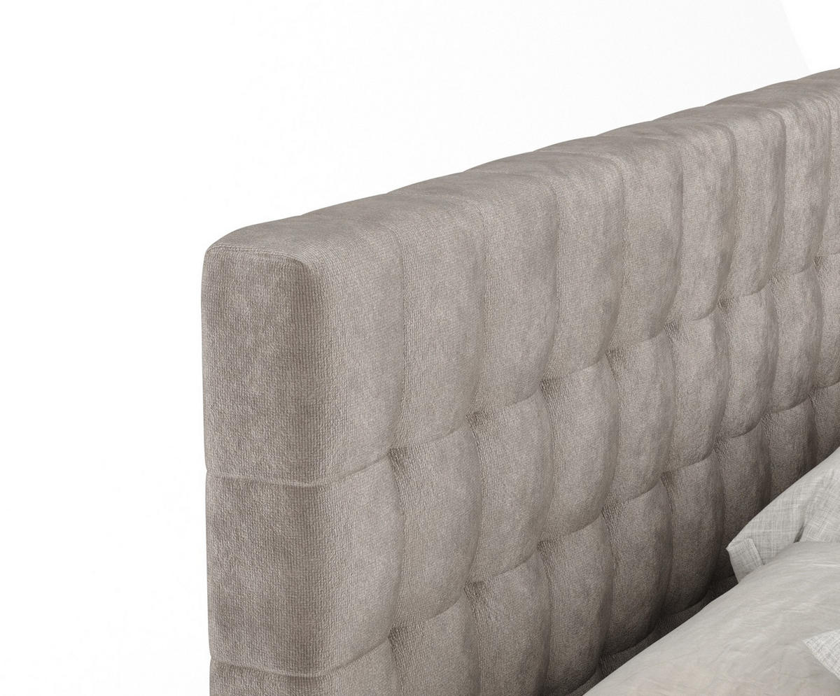 BOXSPRINGBETT Sorrento Taupe 160/200 cm mit Latex-Topper - Taupe/Silberfarben, Holz/Holzwerkstoff (160/200cm) - Maison de Reve