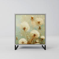 SIDEBOARD DREAMY MEADOW, Grau, 57,5x42x67,5 cm, Schwarze Metall-Rahmenfüße - Multicolor/Schwarz, Holzwerkstoff/Metall (57.5/67.5/42cm) - SpaceRebels
