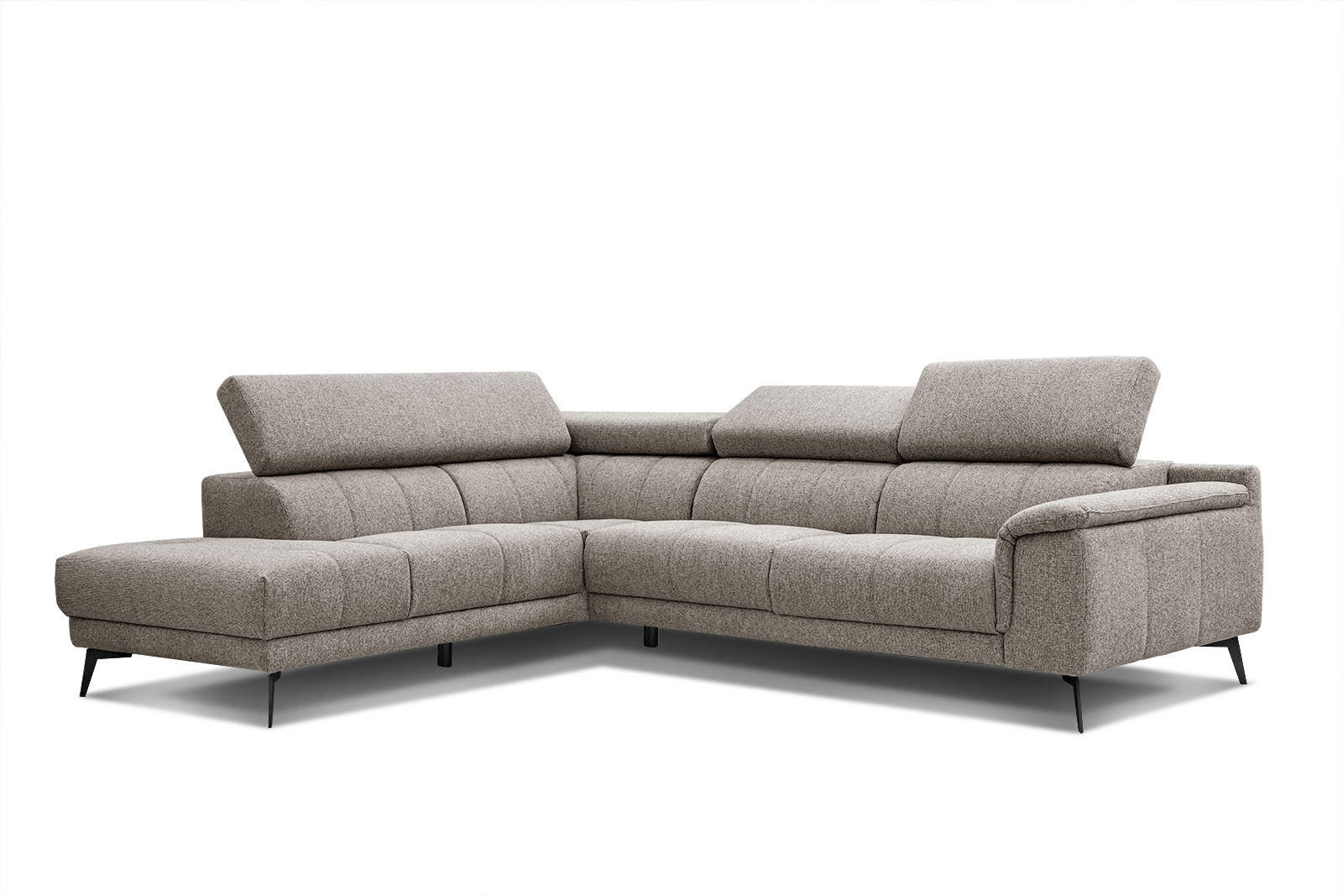 ECKSOFA FIERO 5-Sitzer, taupe - Taupe/Schwarz, Holzwerkstoff/Textil (158/269cm) - Courtois Laville